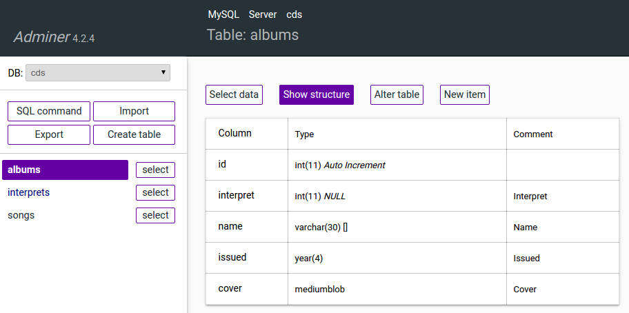 منیج کردن دیتابیس تحت وب با استفاده از adminer